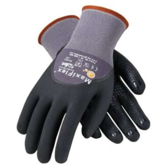 ATG 34-845 MaxiFlex Endurance Nylon, Micro-Foam Nitrile 3/4 Grip Gloves, Large, Black/Gray, 12 Pair per Pack