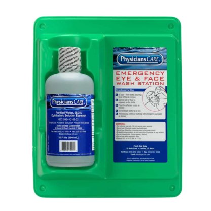 Eyewash Station, Single 32 Oz. Screw Cap Bottle