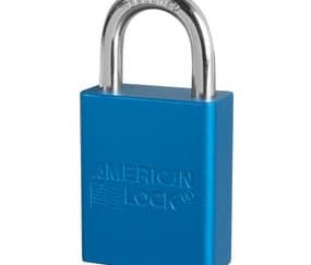 Blue Anodized Aluminum Safety Padlock, 1-1/2in (38mm) Wide with 1in (25mm) Tall Shackle