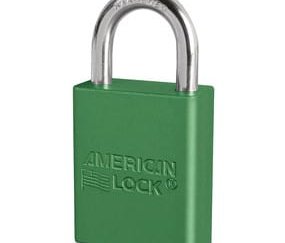 Green Anodized Aluminum Safety Padlock, 1-1/2in (38mm) Wide with 1in (25mm) Tall Shackle