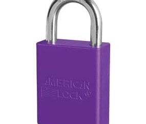 Purple Anodized Aluminum Safety Padlock, 1-1/2in (38mm) Wide with 1in (25mm) Tall Shackle - 6 Pack