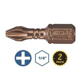 #2 Phillips Insert Bit x 1" - 2 Pk